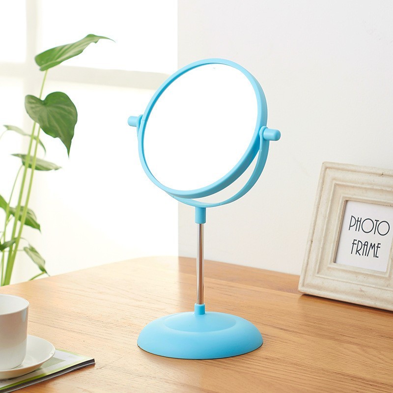360 Degree Round Stand Mirror Cosmetic Mirror For Lady Girl Makeup Mirrors Plastic Toilet Glass - intl