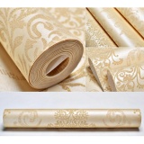 360DSC 10M Nonwovens Simple European Style 3D Wallpaper Crochet Stickers Decal Wall Paper Roll - Beige - intl