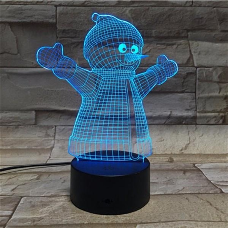 3D illusion Night 7 Color Change Touch Switch Snowman Xmas Gift LED Table Lamp - intl