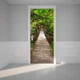 3D PVC Self Adhesive Door Wall Sticker Living Room Mural Forest Bridge Decor - intl
