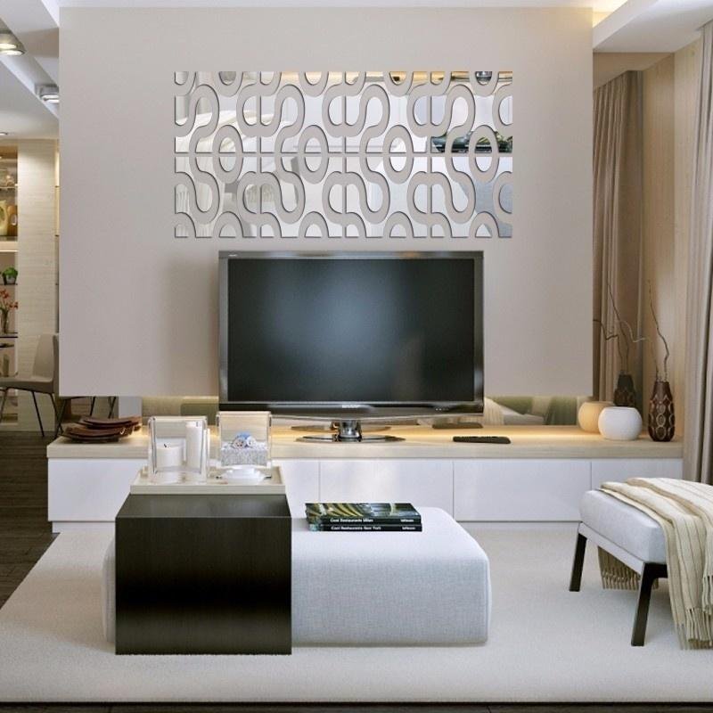 3D Gương Treo Tường TỰ LÀM Gương Acrylic Trang Trí Nhà (2L + 2R)/Bộ màu sắc: Bạc kích thước: 20 cm * 80 cm-quốc tế
