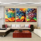 3Pcs Abstract Colorful Tree Canvas Print Art Painting Picture Home Decor Framed - intl