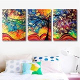 3Pcs Abstract Colorful Tree Canvas Print Art Painting Picture Home Decor Framed - intl