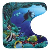 3pcs Bathroom Non-Slip Deep Sea Shark Pedestal Rug + Lid Toilet Cover + Bath Mat - intl