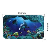 3pcs Bathroom Non-Slip Deep Sea Shark Pedestal Rug + Lid Toilet Cover + Bath Mat - intl