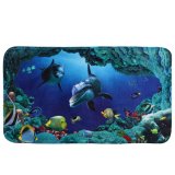 3pcs Bathroom Non-Slip Deep Sea Shark Pedestal Rug + Lid Toilet Cover + Bath Mat - intl
