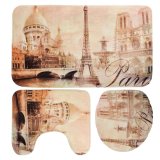 3pcs Bathroom Non-Slip Eiffel Tower Pedestal Rug + Lid Toilet Cover + Bath Mat - intl