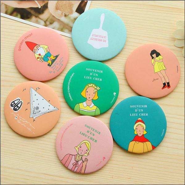 3pcs Colorful Pocket Cosmetic Mirror Sweet Cartoon Portable Small Mirror Mini Makeup Mirror Gift - intl