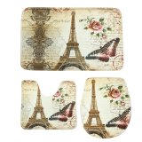 3 cái Tháp Eiffel Dép Nỉ Phòng Tắm Bệ Thảm Lót + Nắp Vệ Sinh + Tắm Thảm-quốc tế