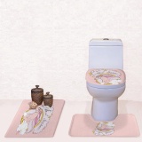 3Pcs/Set Bathroom Non-Slip Pink Horse Pedestal Rug+Lid Toilet Cover+Bath Mat Carpet Shower Pink - intl