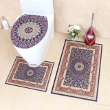 3pcs/Set Digital Printing Bathroom Mat Non-slip Absorbent Bedroom Floor Area Rugs Toilet Carpet Set Closestool Foot Pad - intl