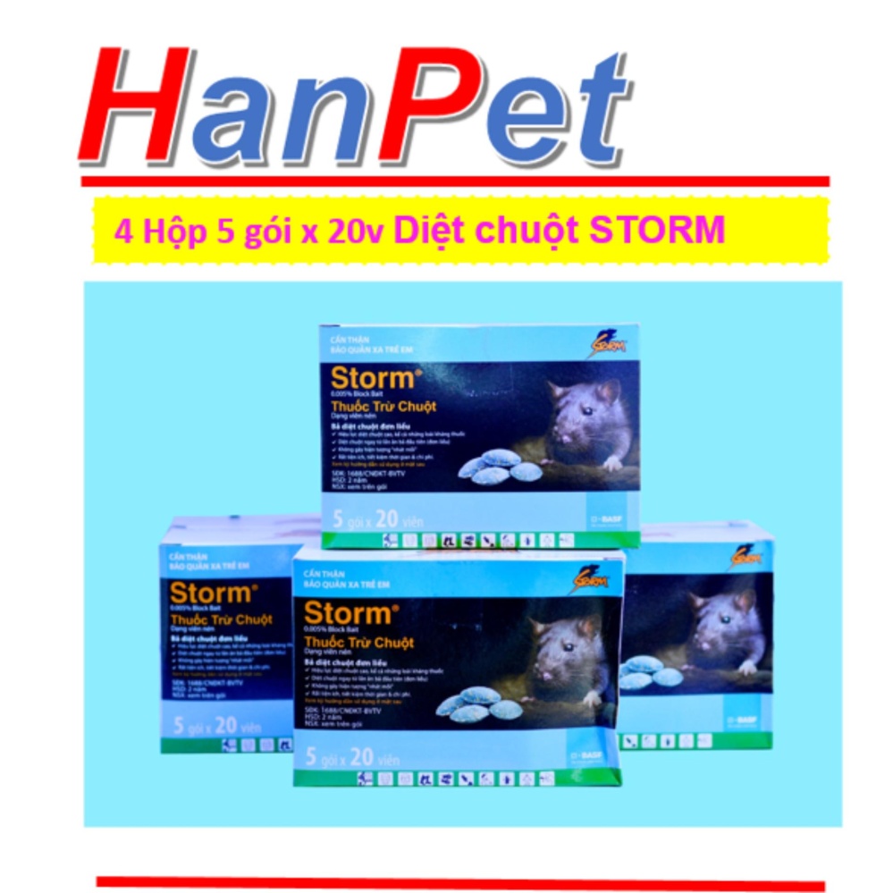 1 hộp 5 gói x 20 viên thuốc diệt chuột storm chống đông máu -hp10032lv