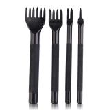 4 Style Leather Craft Hole Punch Tools Diamond Point Chisel DIY Tool Black