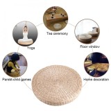 epayst 40cm Round Pouf Tatami Cushion Floor Cushions Straw Meditation Soft Yoga Mat