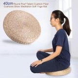 epayst 40cm Round Pouf Tatami Cushion Floor Cushions Straw Meditation Soft Yoga Mat