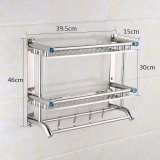 40 cm * 16 cm * 46 cm, Kệ Để Đồ Nhà Tắm, Hai Lớp Khăn Đựng Sữa Tắm, khăn 2 Tầng có Móc Treo Tường Đôi, Kệ Để Đồ Nhà Tắm, Thép không gỉ-quốc tế