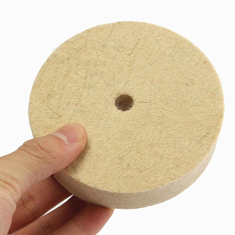 4 Beige Polishing Buffing Grinding Wheel Wool Felt Polisher Disc Pad 100x25mm - intl