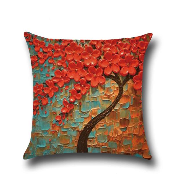 45 X 45cm Pillow Case Cover Three-Dimensional Trees Cushion Flowers Home Textiles Supplies Oil Painting - intl