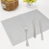 4 cái PVC Dày Placemat Tấm Bát Miếng Lót Nhà Giáng Sinh Bông Tuyết Tablemat Màu Bạc-quốc tế