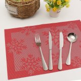 4Pcs Thick PVC Placemat Plate Bowls Pads Home Christmas Snowflakes Tablemat Red - intl