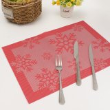 4Pcs Thick PVC Placemat Plate Bowls Pads Home Christmas Snowflakes Tablemat Red - intl