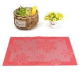 4Pcs Thick PVC Placemat Plate Bowls Pads Home Christmas Snowflakes Tablemat Red - intl