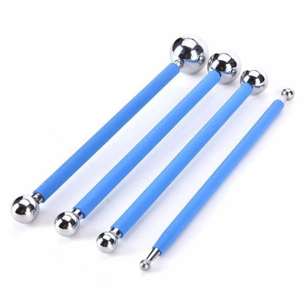 4pcs/Lot Sugarcarft Fondant Cake Decorating Kit Stainless Steel Molding Ball Sticks Kitchen Accessories Polymer Clay Tools,Blue - intl