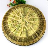 5 woven Bamboo handmade round plates fruit baskets storage multiple use