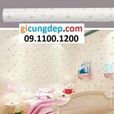 5m Giấy dán tường hoa 5 cánh xanh