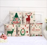 5PCS Chair Cushion Pillowcase Christmas Cotton Linen Pillow Cover Office Decorative - intl