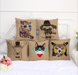 5PCS Cushion Pillow Cover Animals Pattern Cotton Linen Pillowcase Bay Window Decor - intl