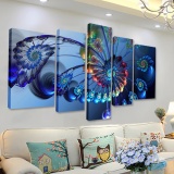 5pcs Frame Modern Blue Peacock Canvas Print Art Painting Wall Picture Home Decor - intl