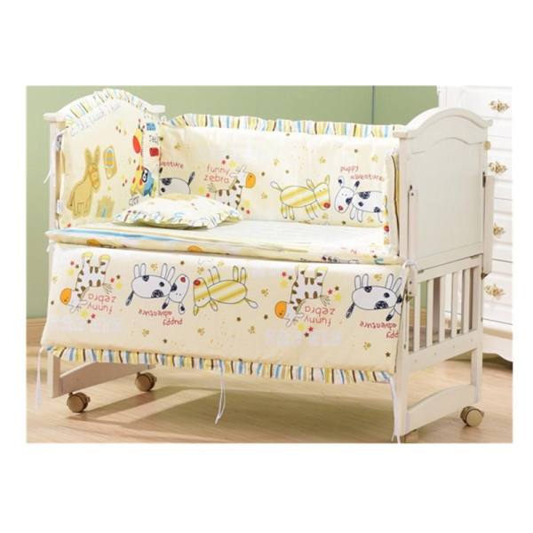 5pcs Monkey Cute Baby Nursery Bedding Set Fit 120x60cm Cot Cotton Padded Bumper # Running Pony - intl