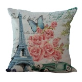 5PCS Seats Cushion Pillowcase Paris Eiffel Tower Pattern Pillow Cover Home Car Decor - intl