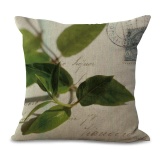 5PCS Sofa Chair Cushion Pillowcase Plants Leaves Pattern Cotton Linen Pillow Cover - intl