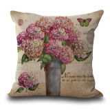 5PCS Sofa Chair Cushion Pillowcase Vintage Flowers Cotton Linen Pillow Cover Home Bay Window Decor - intl