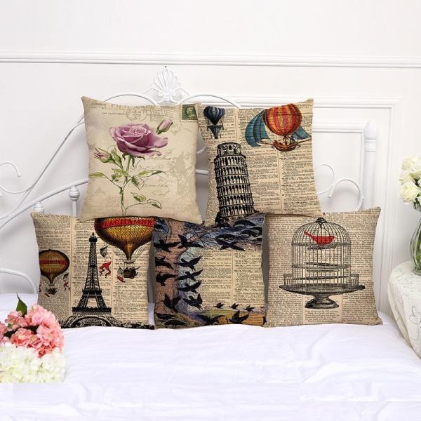 5PCS Sofa Cushion Pillowcase Cotton Linen Pillow Cover Car OfficeDecor - intl