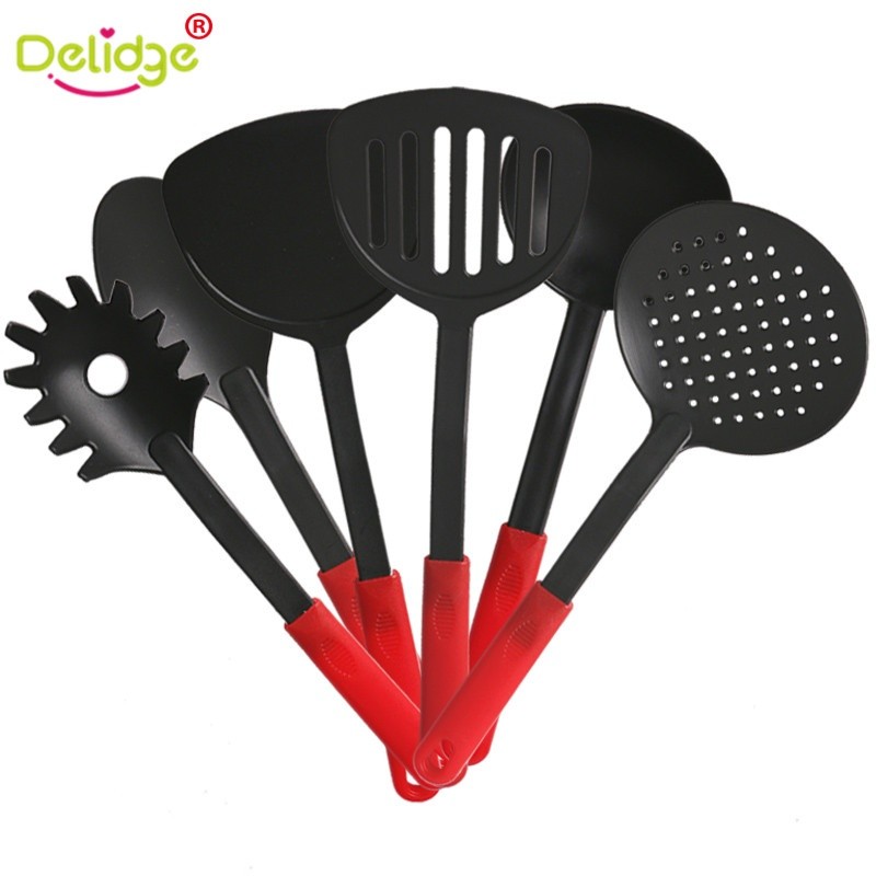 6 Pcs/set Cooking Tool Set Food-Grade Nylon Non-Stick Kitchen Utensils Set Heat-Resistant Cooking Utensil Set,Red - intl