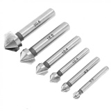Bộ 6 mũi khoan khoét lỗ HSS lưỡi cắt đạo khía rãnh vạt cạnh 3 cạnh 90 độ -INTL