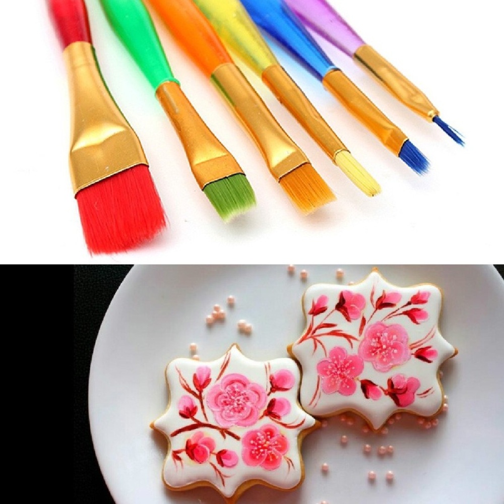 6Pcs Fondant Cake Decorating Painting Brush Sugar Craft Diy Tool Flower Modeling Kitchen Accessory - intl