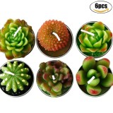 6Pcs Mini Candles Simulated Succulent Cactus Candles Smokeless Candles Tea Candles for Wedding Valentine's Day - intl