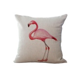 6PCS Outdoors Home Seat Chair Sofa Decor Cotton Linen Flamingo Printed Pillowcase Cushion Cover - intl