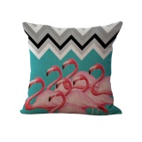 6PCS Outdoors Home Seat Chair Sofa Decor Cotton Linen Flamingo Printed Pillowcase Cushion Cover - intl