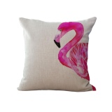 6PCS Outdoors Home Seat Chair Sofa Decor Cotton Linen Flamingo Printed Pillowcase Cushion Cover - intl