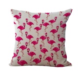 6PCS Outdoors Home Seat Chair Sofa Decor Cotton Linen Flamingo Printed Pillowcase Cushion Cover - intl