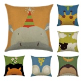 6PCS Throw Pillow Case Cotton Linen Bedding Cushion Cute Animals Pillow Cover Bedroom Decoration - intl