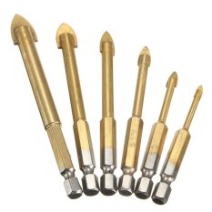 6 cái 4-12 mét Chuôi Lục Giác Hợp Kim Vonfram Kính Mũi Chéo Giáo Đầu Mũi Khoan