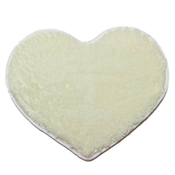 70 x 80cm Plush Shaggy Heart Soft Floor Rug Bedroom Kid Area Mat Comfy Carpet - intl
