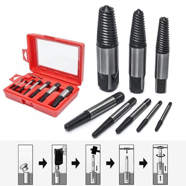 8 Piece Stud Remover Set Screw Extractor Broken Damaged Bolt Easy Out - intl