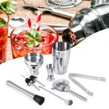 epayst 8Pcs Stainless Steel Cocktail Shaker Set Ice Tong Mixing Spoon Pourers Bar Tools